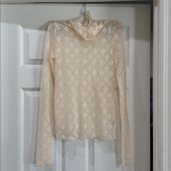 Free People Intimately Sweet Memories Turtleneck Long Sleeve Lace Top Sz Xs NWOT - Picture 2 of 6